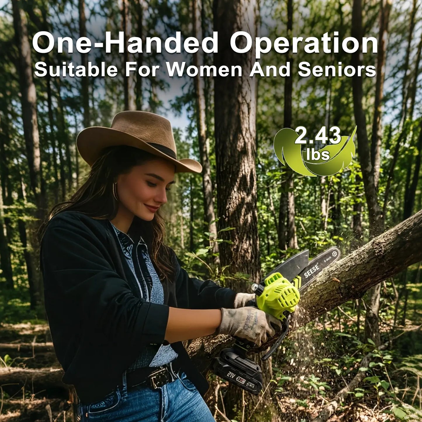【Fathersdaygift】Seese Brushless Mini Chainsaw Oil System- Portable Electric Cordless Saw for Wood Cutting, Batteries (2000Mah) ,Pruning, Gardening, Camping - Suitable for Seniors, Women Holiday Gifts