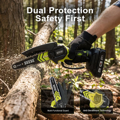 【Fathersdaygift】Seese Brushless Mini Chainsaw Oil System- Portable Electric Cordless Saw for Wood Cutting, Batteries (2000Mah) ,Pruning, Gardening, Camping - Suitable for Seniors, Women Holiday Gifts